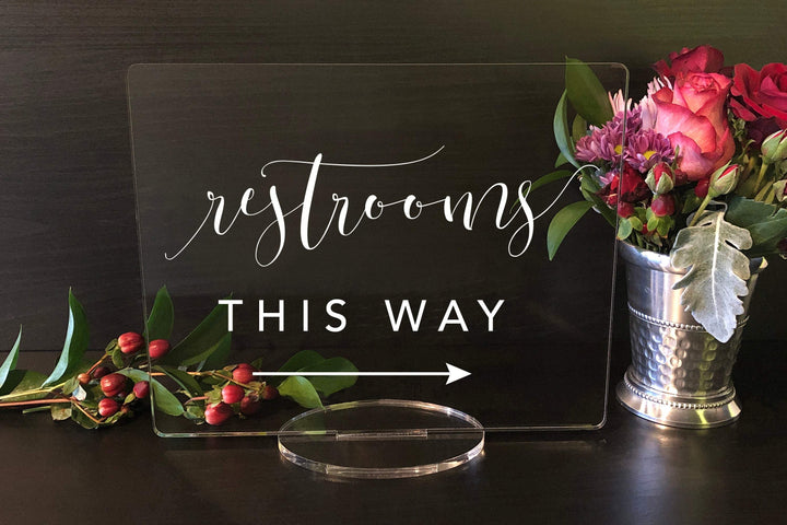 Elation Factory Co Weddings > Decorations > Signs Restroom Directional Sign - Wedding or Event Acrylic Sign