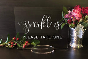 Elation Factory Co Weddings > Decorations > Signs Sparklers, Please Take One - Wedding Acrylic Sign